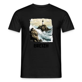 Bretonischer Leuchtturm - Männer T-Shirt - Schwarz - Vorne - AI Model Male 178 light (178cm)
