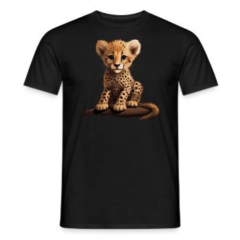 Baby Gepard Wildkatze Tiere Afrika - Männer T-Shirt - Schwarz - Vorne - AI Model Male 178 light (178cm)