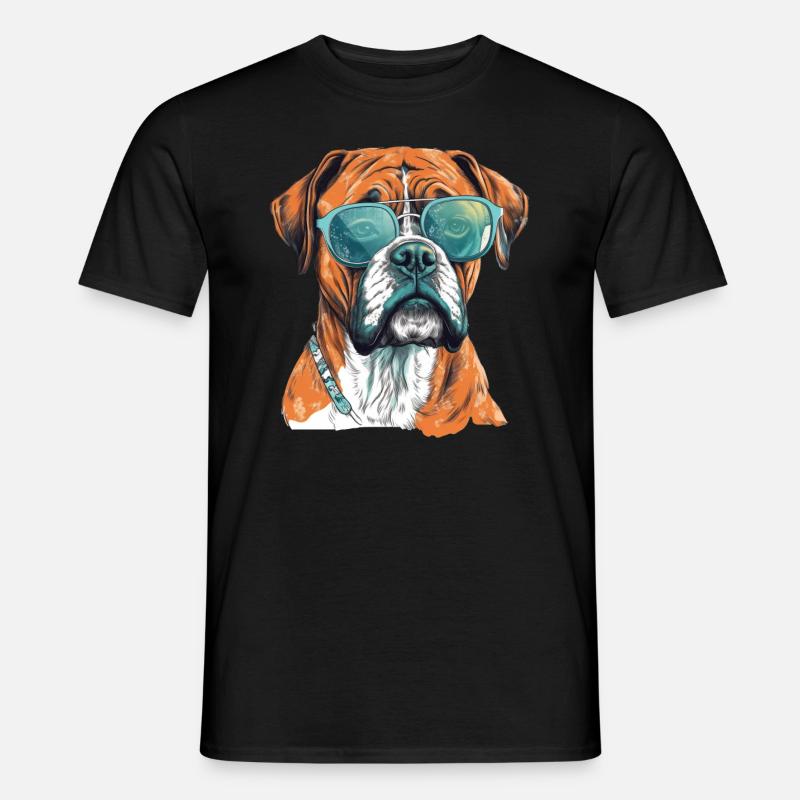 Deutscher Boxer Hund mit Sonnenbrille - Männer T-Shirt - Schwarz