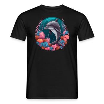 Delfin Korallen Meer Ozean Meeresleben Tiere Wal - Männer T-Shirt - Schwarz - Vorne - AI Model Male 178 light (178cm)