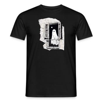 Spooky Ghost in the Window vintage, Buh, Halloween - Männer T-Shirt - Schwarz - Vorne - AI Model Male 178 light (178cm)