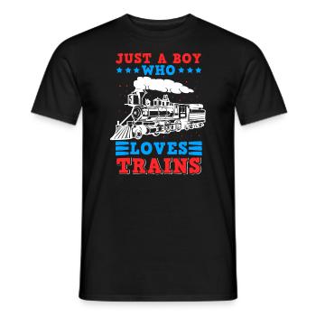 Modèle Ferroviaire Locomotive à Vapeur Chemin de fer Drôle - T-shirt homme - noir - Devant - AI Model Male 178 light (178cm)