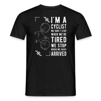 Je suis cycliste, on ne s’arrête pas quand on est fatigué - T-shirt homme - noir - Devant - AI Model Male 178 light (178cm)