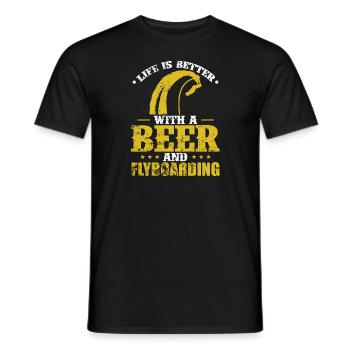 Life is Better with a Beer and Flyboarding - Männer T-Shirt - Schwarz - Vorne - AI Model Male 178 light (178cm)