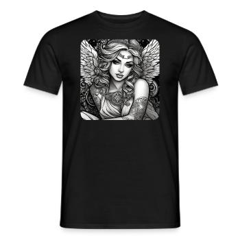 Ange mignon avec des tatouages - T-shirt homme - noir - Devant - AI Model Male 178 light (178cm)