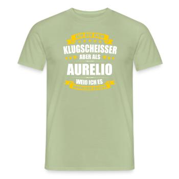 Name Aurelio Vorname Klugscheisser Namenstag - Männer T-Shirt - Sage - Vorne - AI Model Male 178 light (178cm)