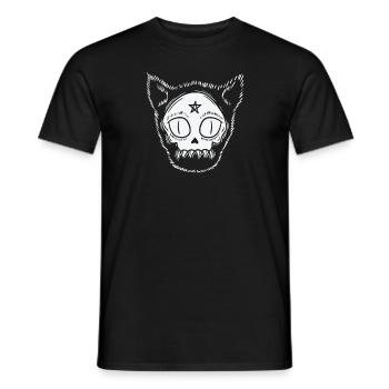 Katzenkopf Gothic mit Stern Grusel - Männer T-Shirt - Schwarz - Vorne - AI Model Male 178 light (178cm)