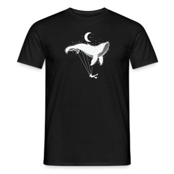 Blue whale as a swing in front of the crescent moon - Men's T-Shirt - black - Front - AI Model Male 178 light (178cm)