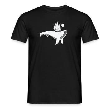 Blue whale with trees and moonlight - Men's T-Shirt - black - Front - AI Model Male 178 light (178cm)