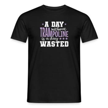 A Day without Trampoline is a Day Waste - Men's T-Shirt - black - Front - AI Model Male 178 light (178cm)