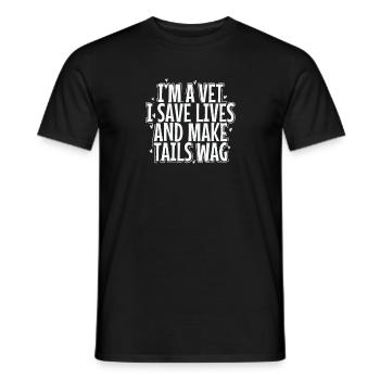 Je suis vétérinaire, je sauve des vies et je fais remuer la queue - T-shirt homme - noir - Devant - AI Model Male 178 light (178cm)