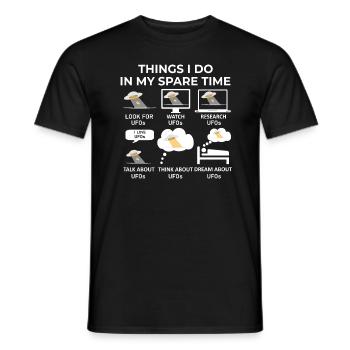 Dinge, die ich in meiner Freizeit mache - UFOs - Männer T-Shirt - Schwarz - Vorne - AI Model Male 178 light (178cm)