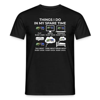 Things I Do in my Spare Time - Rugby Union - Men's T-Shirt - black - Front - AI Model Male 178 light (178cm)