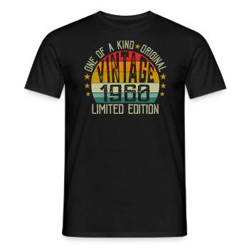Vintage Né en 1960 Rétro Cadeau Anniversaire 1960 - T-shirt homme - noir - Devant - AI Model Male 178 light (178cm)