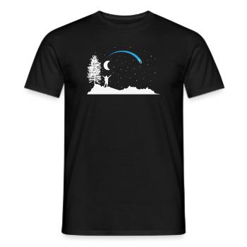 Étoile filante avec lune dans le ciel - T-shirt homme - noir - Devant - AI Model Male 178 light (178cm)