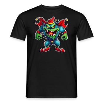 Monstre de Noël laid avec chapeau de Père Noël - T-shirt homme - noir - Devant - AI Model Male 178 light (178cm)