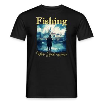 Angeln: Wo ich meine Ruhe finde - Männer T-Shirt - Schwarz - Vorne - AI Model Male 178 light (178cm)