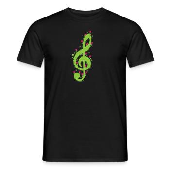 Clef avec musique de fleurs - T-shirt homme - noir - Devant - AI Model Male 178 light (178cm)