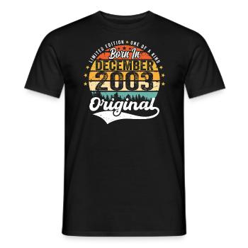 Original Dezember 2003 Jahrgang Geburtstag 2003 - Männer T-Shirt - Schwarz - Vorne - AI Model Male 178 light (178cm)