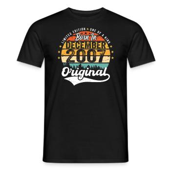 Original December 2007 Vintage Birthday 2007 - Men's T-Shirt - black - Front - AI Model Male 178 light (178cm)