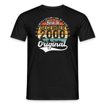 Original December 2000 Vintage Birthday 2000 - Men's T-Shirt - black - Front - AI Model Male 178 light (178cm)