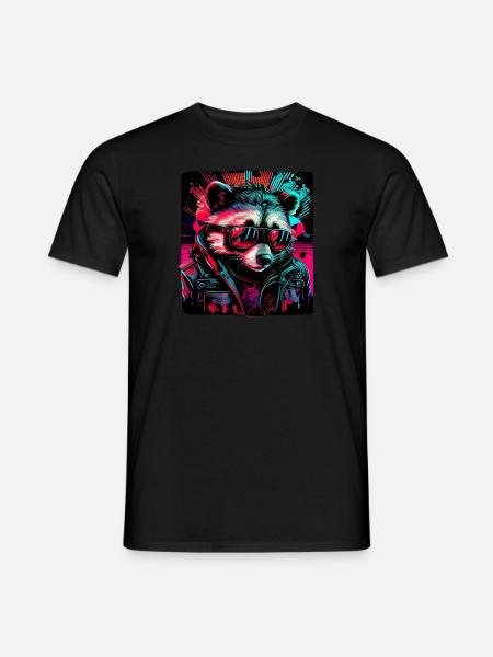 Cyber raccoon - Men's T-Shirt - black