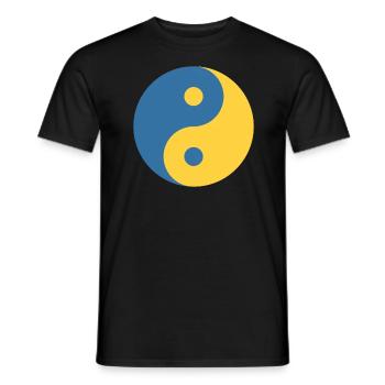 Symbole Yin et Yang dans le codeur Python bleu et jaune - T-shirt homme - noir - Devant - AI Model Male 178 light (178cm)