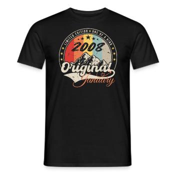 Januar 2008 Vintage Retro Geburtstagsgeschenk - Männer T-Shirt - Schwarz - Vorne - AI Model Male 178 light (178cm)