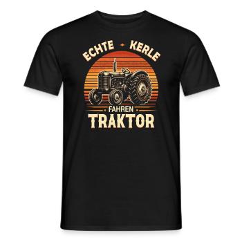 Echte Kerle fahren Traktor - Männer T-Shirt - Schwarz - Vorne - AI Model Male 178 light (178cm)
