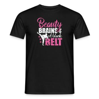 Beauty Brains and a Black Belt Taekwondo - Männer T-Shirt - Schwarz - Vorne - AI Model Male 178 light (178cm)