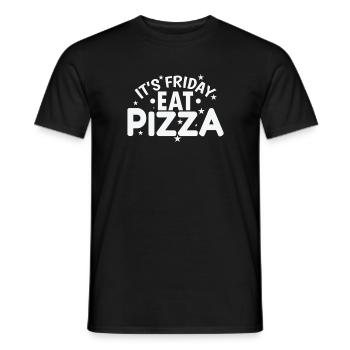 C’est vendredi Mangez de la pizza, du salami et du fromage - T-shirt homme - noir - Devant - AI Model Male 178 light (178cm)