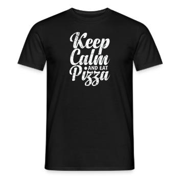 Keep Calm and eat Pizza Italian - Men's T-Shirt - black - Front - AI Model Male 178 light (178cm)