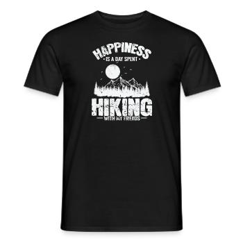 Le bonheur, c’est une journée passée à faire de la randonnée avec mes amis - T-shirt homme - noir - Devant - AI Model Male 178 light (178cm)