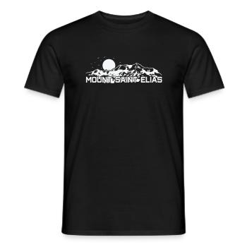 Mount Saint Elias, Alaska, Yukon Mountain, USA - Men's T-Shirt - black - Front - AI Model Male 178 light (178cm)