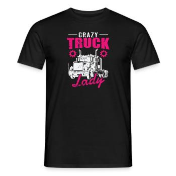 Crazy Truck Lady Occupation Long-Distance Transport - Men's T-Shirt - black - Front - AI Model Male 178 light (178cm)