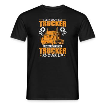 Un vrai camionneur se présente Profession Transport longue distance - T-shirt homme - noir - Devant - AI Model Male 178 light (178cm)