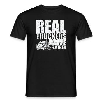 De vrais camionneurs conduisent des remorques à plateau - T-shirt homme - noir - Devant - AI Model Male 178 light (178cm)