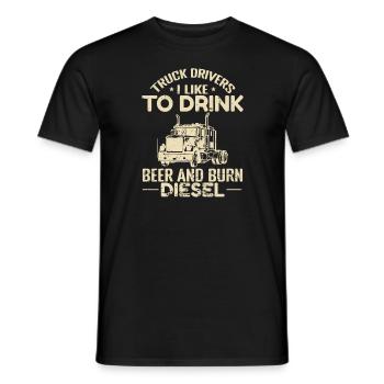 Chauffeurs de camion J’aime boire de la bière et brûler du diesel - T-shirt homme - noir - Devant - AI Model Male 178 light (178cm)