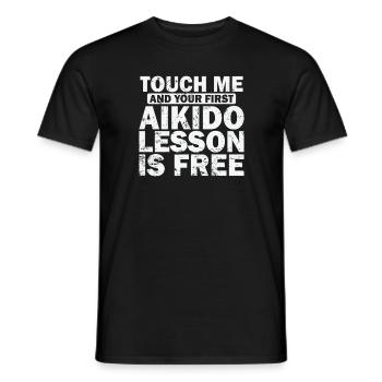 Touchez-moi et votre première leçon d’Aïkido est gratuite - T-shirt homme - noir - Devant - AI Model Male 178 light (178cm)