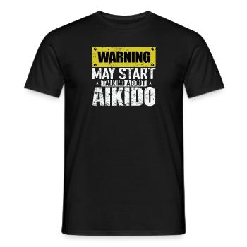 Warning may Start talking about Aikido Sport - Men's T-Shirt - black - Front - AI Model Male 178 light (178cm)