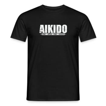 Aikido Sport Health Spirit Success Martial Arts - Men's T-Shirt - black - Front - AI Model Male 178 light (178cm)
