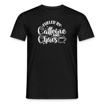 Fueled by Caffeine and Chaos Coffee Café - Men's T-Shirt - black - Front - AI Model Male 178 light (178cm)