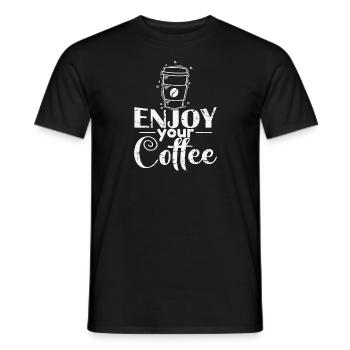 Enjoy your Coffee Koffein - Männer T-Shirt - Schwarz - Vorne - AI Model Male 178 light (178cm)