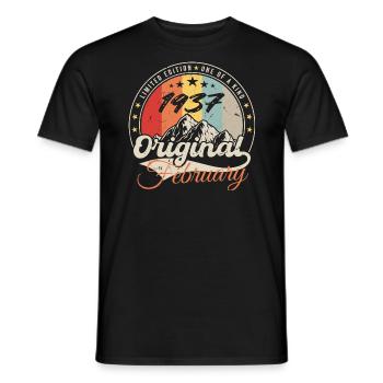 Birthday Gift February 1937 Vintage 87 Years - Men's T-Shirt - black - Front - AI Model Male 178 light (178cm)