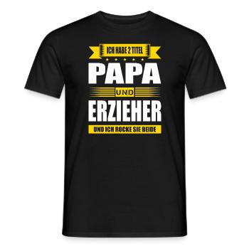 Zwei Titel Papa Und Erzieher Kita Kindergärtner - Männer T-Shirt - Schwarz - Vorne - AI Model Male 178 light (178cm)