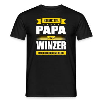 Zwei Titel Papa Und Winzer Spruch Weinanbau - Männer T-Shirt - Schwarz - Vorne - AI Model Male 178 light (178cm)