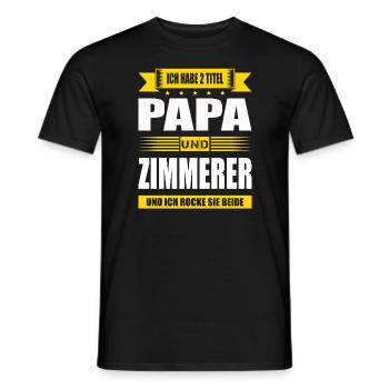 Zwei Titel Papa Und Zimmerer Geselle Meister - Männer T-Shirt - Schwarz - Vorne - AI Model Male 178 light (178cm)