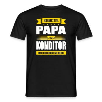 Zwei Titel Papa Konditor Konditorei Zuckerbäcker - Männer T-Shirt - Schwarz - Vorne - AI Model Male 178 light (178cm)