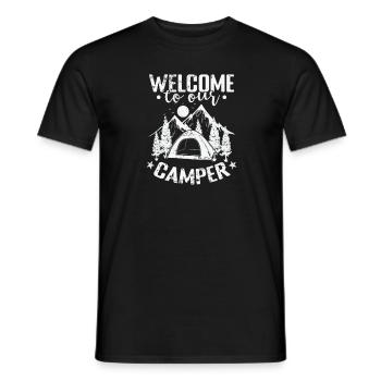 Welcome to our Camper Urlaub Freiheit - Männer T-Shirt - Schwarz - Vorne - AI Model Male 178 light (178cm)