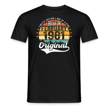 Né en février 1981 - cadeau d'anniversaire - T-shirt homme - noir - Devant - AI Model Male 178 light (178cm)
